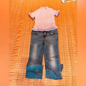 Janie and Jack Purple Top and Blue Jeans 4t